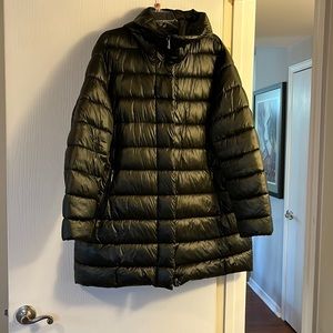 Nine West Hooded Puffer Jacket Olive Size XXL
